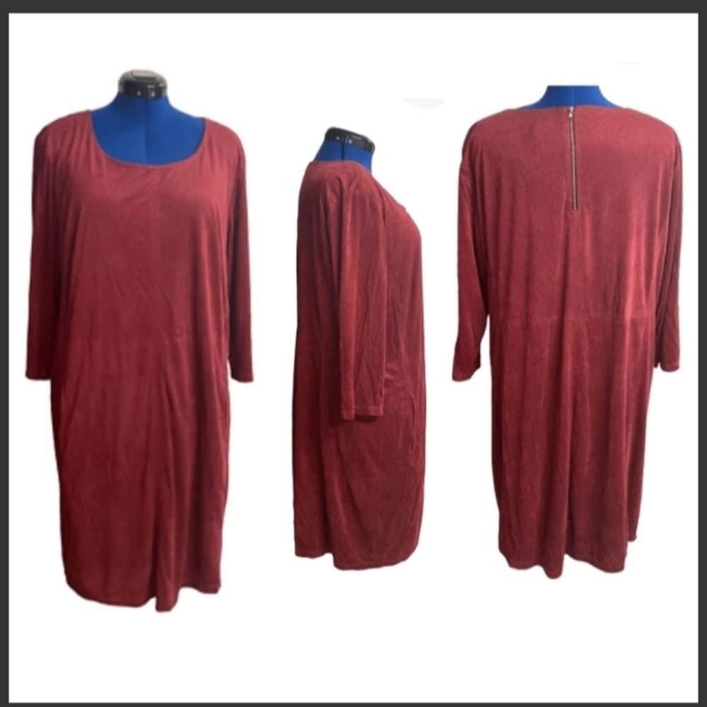 CATO Maroon 3/4 Sleeve Midi Dress (Size 26W)Burgundy Business Professional Dress